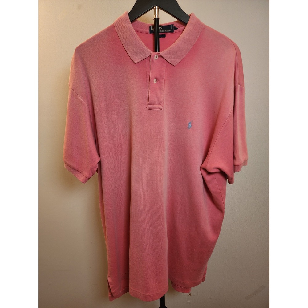 Polo Ralph Lauren Mens XL Salmon Pink Short Sleeve Cotton Pique Polo Shirt
